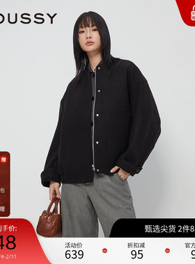 moussy 冬季新品老钱静奢风廓形毛呢夹克外套女010HAJ30-1401