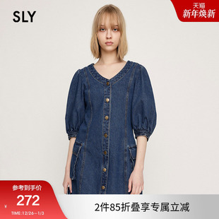 牛仔裙连衣裙女030HSA33 SLY 怀旧复古风泡泡袖 新品 3940 夏季