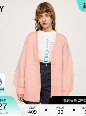 SLY奥莱春季糖果色V领单排扣甜美针织开衫外套030FAR70-3040