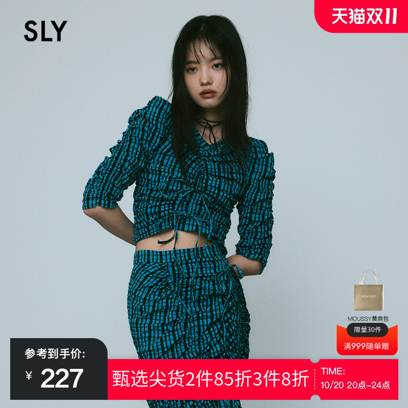 SLY复古日杂风格纹捏褶衬衫