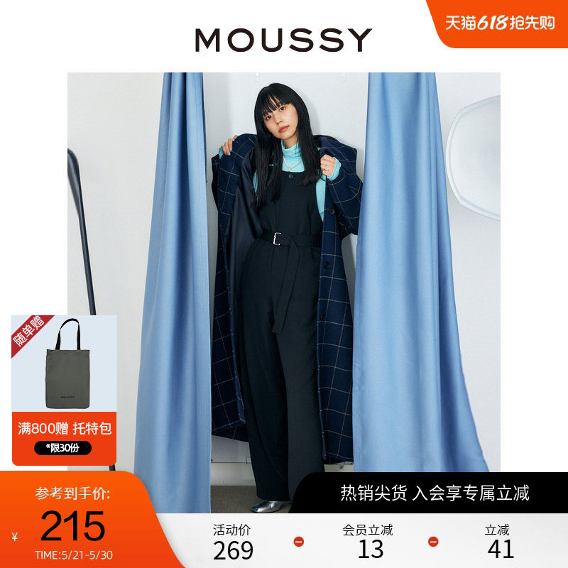 MOUSSY 春季中性收腰复古背带裤休闲裤女010FAW30-7