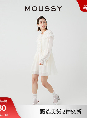 MOUSSY 夏季新品法式浪漫优雅短款雪纺连衣裙女028HSZ30-0571