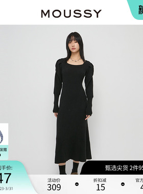 MOUSSY 春季浪漫主义高贵感显瘦针织连衣裙010FA770-6440