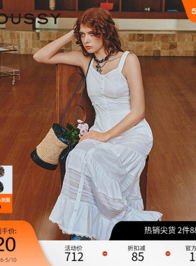 moussy 夏季波西米亚风度假吊带连衣裙女028ISZ33-1301