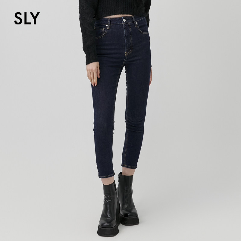 SLY奥莱春季显瘦经典款原色紧身小脚裤牛仔裤女038EAZ12-