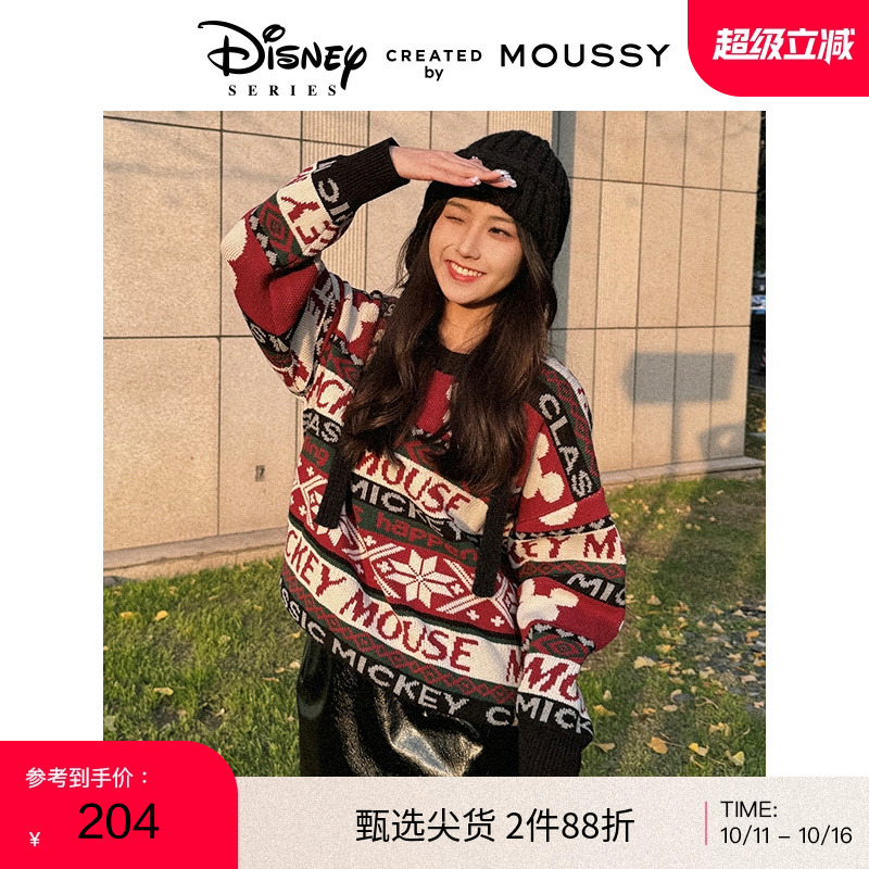 moussy迪士尼图案针织毛衣