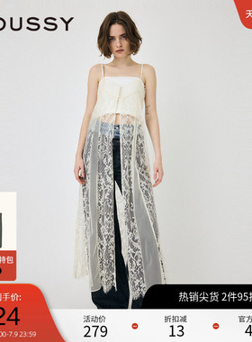 moussy 春季纯欲叠穿透视蕾丝吊带连衣裙女010HA633-7381