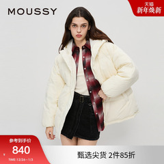 moussy 冬季新品90鸭绒连帽简约中性短款羽绒服028HA930-0141