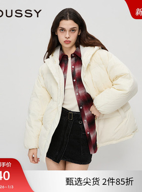 moussy 冬季新品90鸭绒连帽简约中性短款羽绒服028HA930-0141