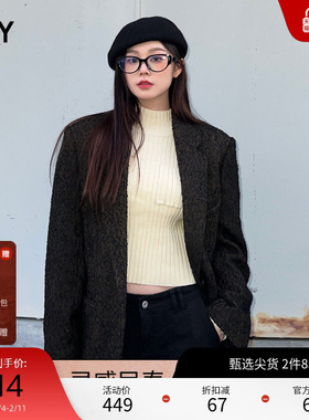【THROW】SLY 复古学院风简约宽肩大廓形西装外套女030GA030-2300