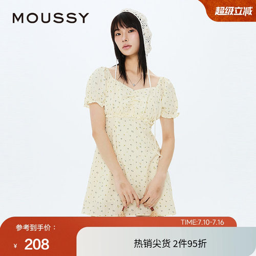 moussy甜美少女学院风碎花连衣裙