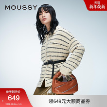 moussy 2025早秋新品摩登复古风圈圈纱条纹针织开衫028IAZ70-1030