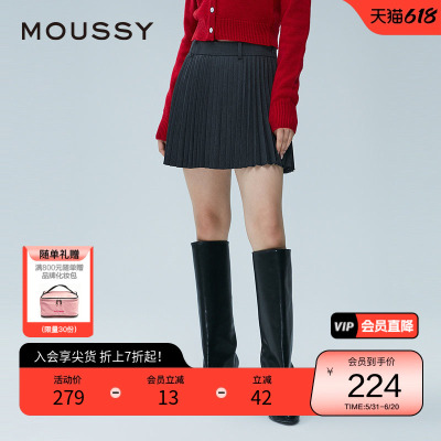 moussy 春季甜美学院风A字百褶裙半身裙女028HAZ30-1101