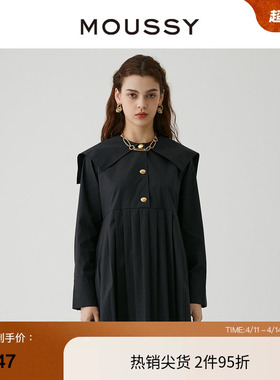 MOUSSY 春季甜美可爱海军领百褶衬衫连衣裙028GA930-5800