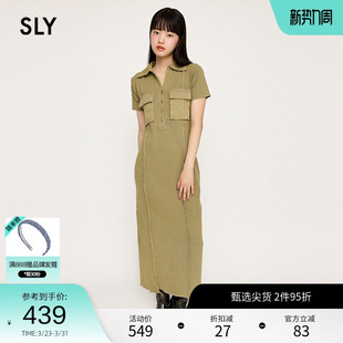 0201 复古文艺风POLO领贴袋休闲连衣裙030HSR83 SLY 春季