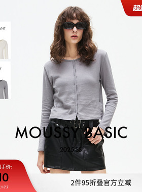 MOUSSY 春季简约基础款圆领单排扣针织开衫028ISA80-2641