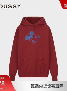 MOUSSY 2025春季新品迪士尼联名新年米奇连帽卫衣女010ISY90-3481