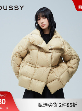 moussy 冬季新品大翻领90%鸭绒菱格纹羽绒服女010HAS30-7801