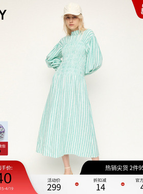 SLY奥莱春季度假风条纹设计优雅长款连衣裙女C30GAY33-1990