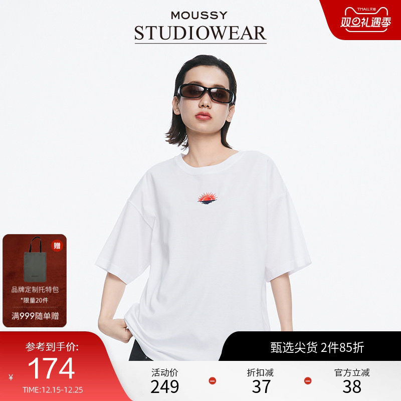 MOUSSY涂鸦印花短袖T恤