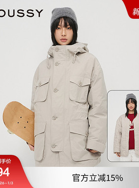 moussy 秋季新品工装风中性猎装夹克外套棉服女028HAA30-2141