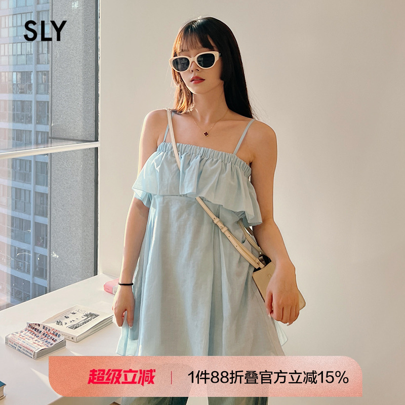 SLY 春季甜美风宽松荷叶边抹胸式吊带衬衫038HSL30-02