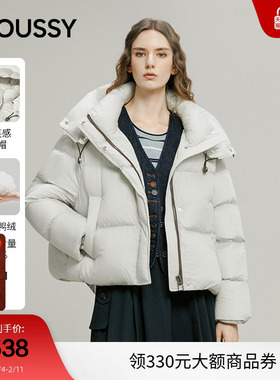 MOUSSY 秋季新品日系简约连帽泡芙短款羽绒服IAC-