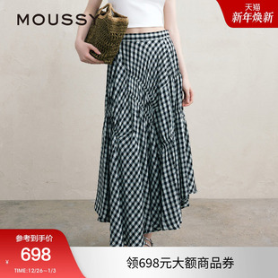 3021 文艺感不规则格纹半身裙女028ISA30 MOUSSY 夏季