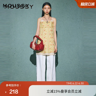 moussy 春季浪漫油画玫瑰两件套吊带连衣裙010HA733-1571