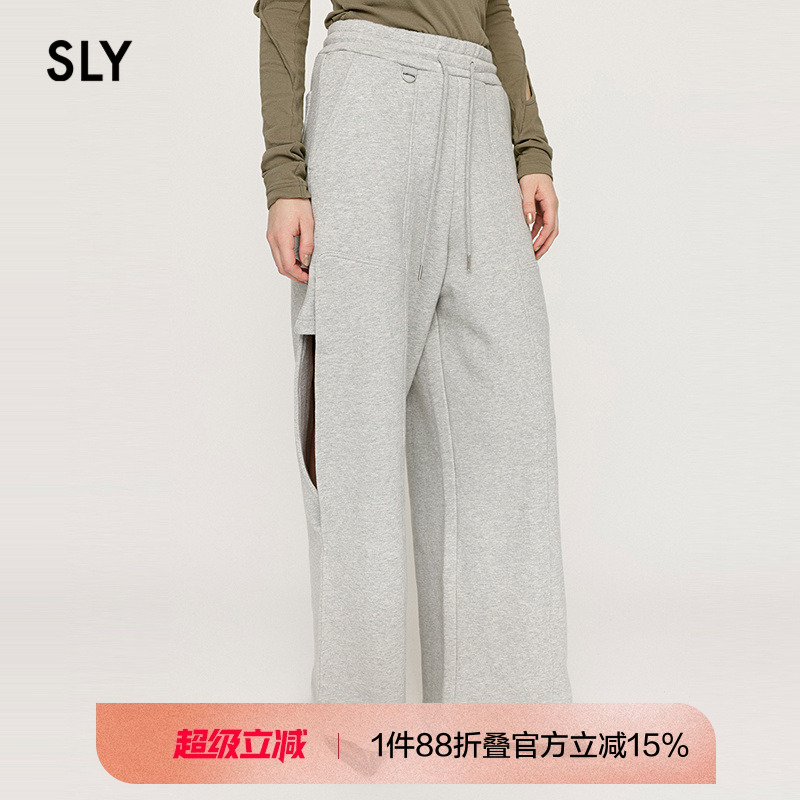 SLY 2025春季新品侧面心机镂空卫裤松紧宽松休闲裤030ISR81-0801
