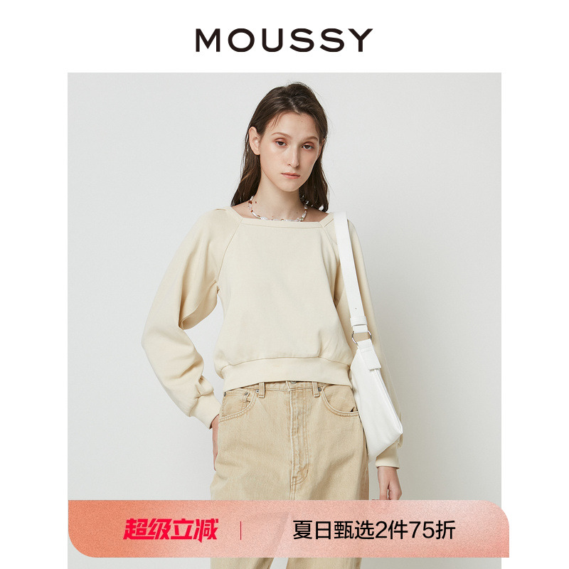 MOUSSY 2023年冬季新品甜美日系方领背后系带卫衣女C10