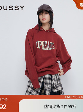 moussy 春季美式街头大LOGO印花连帽卫衣女028HAA90-2841