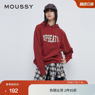 moussy 春季美式街头大LOGO印花连帽卫衣女028HAA90-2841