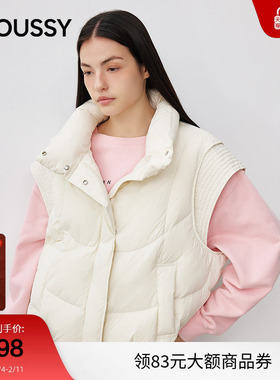 moussy 秋季新品鸭绒短款立领羽绒背心马甲女IAC-