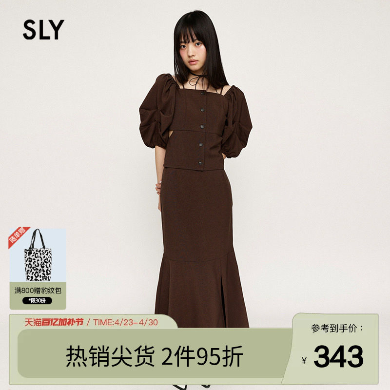 SLY 夏季复古风多穿法两件套衬衫连衣裙女030HSM33-1471