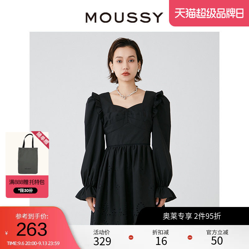 MOUSSY 春季甜美可爱淑女泡泡袖短款连衣裙图片
