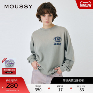 MOUSSY 春季创新之路宽松圆领做旧套头卫衣010ISL90-0871