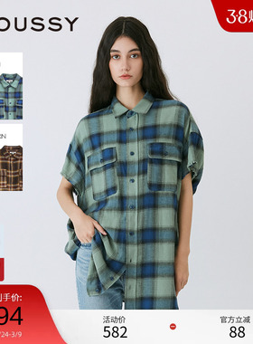moussy 夏季美式复古风格纹衬衫女010HSB30-2741