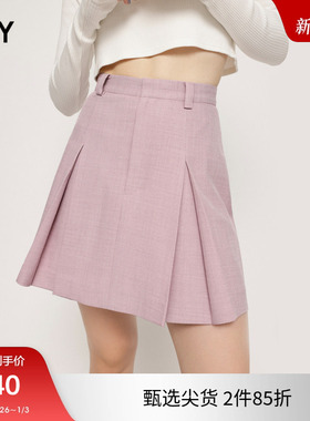 SLY 秋季新品高腰A字甜美短款百褶裙半身裙女030GSZ31-0680