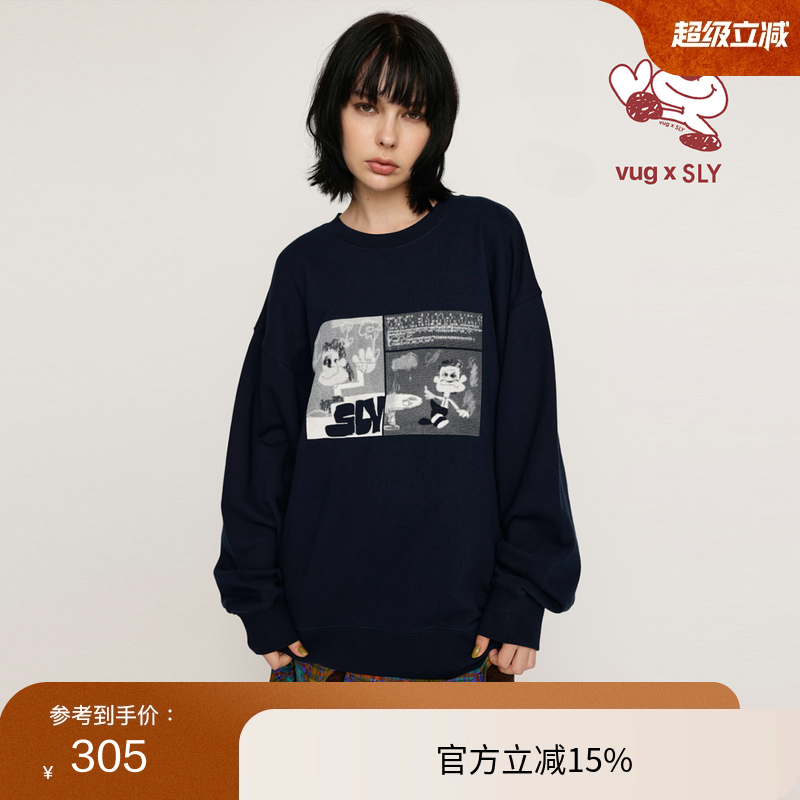 SLY x vug联名 冬季新品oversize印花套头卫衣030HAR01-5571