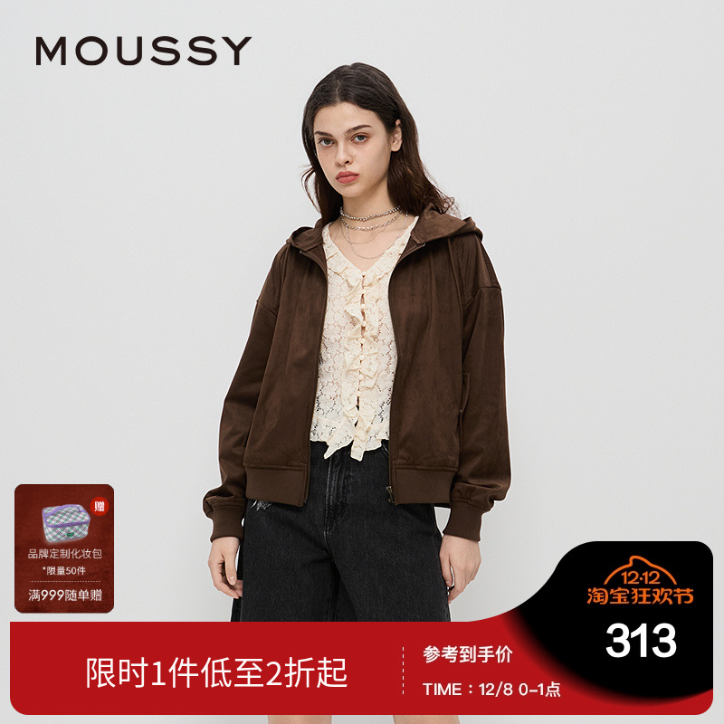 moussy 秋季新品美式复古感玫瑰压花外套028HAZ80-1191