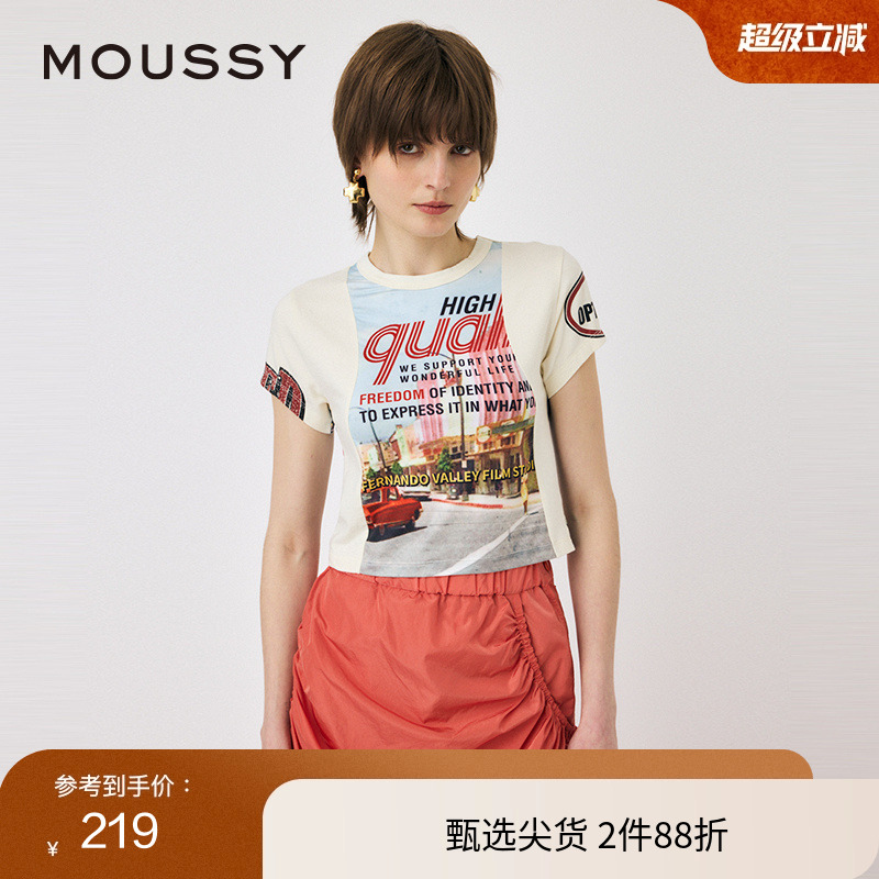MOUSSY美式街头复古场景印花T恤
