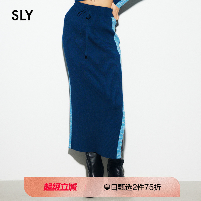 sly复古风拉链侧缝开叉半身裙