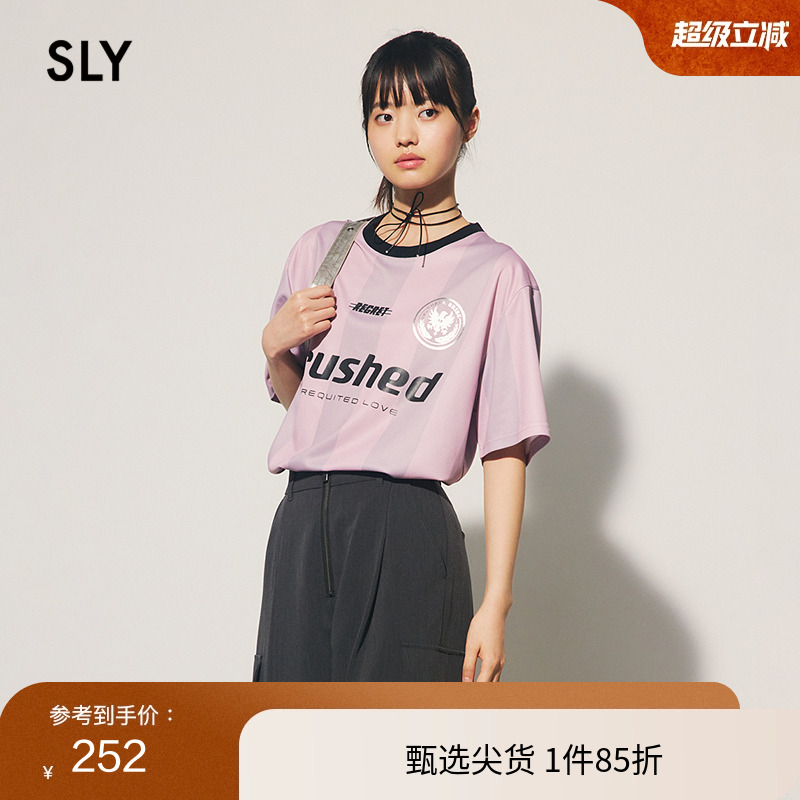 SLY撞色运动休闲风字母短袖T恤