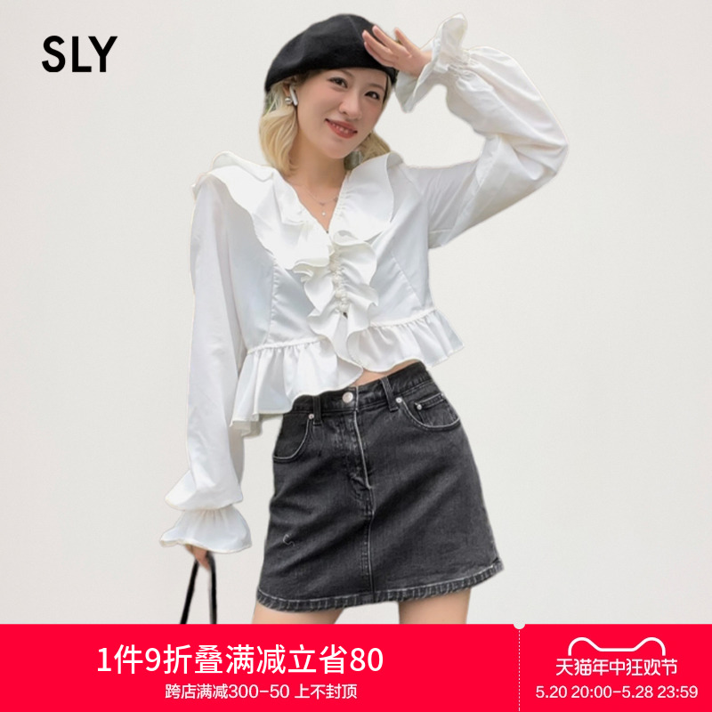 sly甜美淑女风浪漫荷叶边衬衫