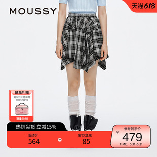 moussy 夏季假美式辣妹风假两件格纹半身裙028ISA31-4121