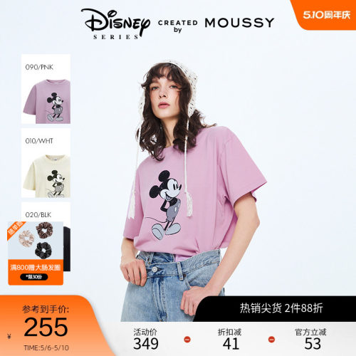 MOUSSY 春季迪士尼联名经典米奇短袖T恤女010ISY90-4211