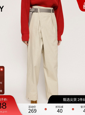 SLY 冬季新品不对称附腰带中性风设计感休闲裤030FAY31-5080