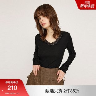 冬季 小上衣030HAZ80 新品 针织衫 5781 优雅气质V领蕾丝修身 SLY