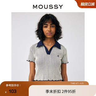 甜美可爱小刺绣针织短袖 T恤女GAL 夏季 MOUSSY